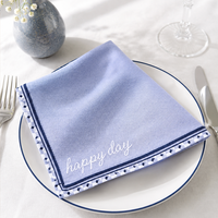 Serviettes brodées colorées, broderie personnalisée, linge de table en lin/coton, écologiques, 45x45cm, modernes, pour les fêtes et les mariages