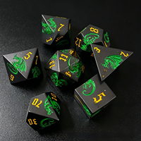 Jeu de dés en alliage de zinc à motif dragon pour DND, Dragon & Dungeon & Polyhedron, jeu de société TRPG, jeu de rôle transfrontalier CoC, noir