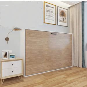 Letto a parete singolo pieghevole in legno a scomparsa bianco orizzontale di piccolo spazio facile da montare per camera da letto - Product Image 3