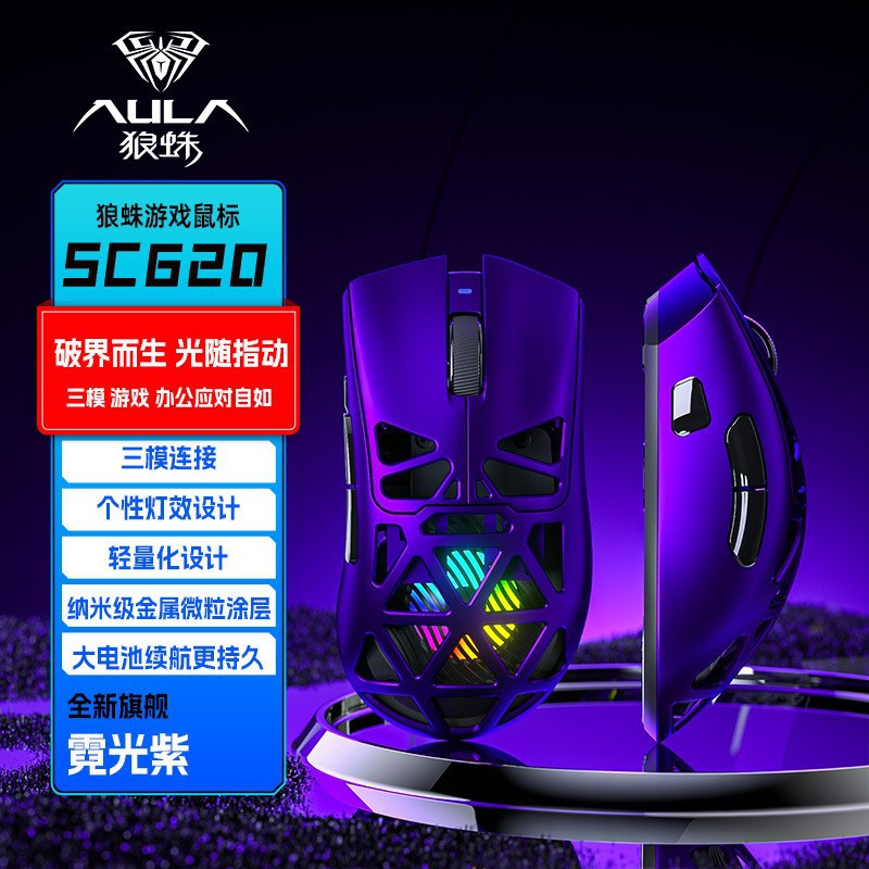 เมาส์ Tri-mode สีม่วง [อัตราการตอบแทน 1K]
