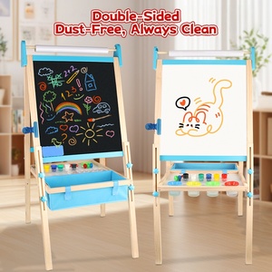Chevalet double face multifonctionnel en bois pour enfants, avec accessoires variés, tableau de <span class=keywords><strong>dessin</strong></span> artistique réglable en hauteur pour les enfants en croissance - Product Image 3