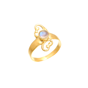2025, venta al por mayor, joyería de piedra lunar arcoíris, anillo de piedra lunar Natural ajustable chapado en oro, plata de ley 925 - Product Image 1