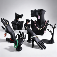 Noir Résine Bijoux Présentoir Buste Main Modèle pour Boucles D'oreilles Collier Anneau Bracelet En Gros Minimaliste Comptoir Vitrine