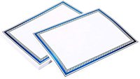 Papier de certificat avec bordure en feuille bleue, certificats de différentes tailles pour la remise des diplômes