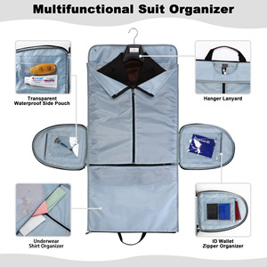 Sacs à vêtements pliables gris promotionnels, sacs de <span class=keywords><strong>voyage</strong></span>, sacs fourre-tout, housses de costume anti-plis pour femmes et hommes - Product Image 3