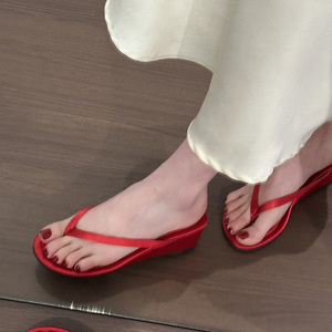 Minimalist Wedge Heel <b>Flip</b> <b>Flops</b> for Women Thick Soled Open Toe Cool Feeling Summer Sandals - Product Image 2