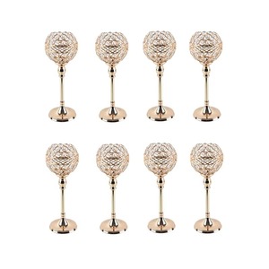 เชิงเทียนคริสตัลสีทองสำหรับเทศกาลคริสต์มาสโคมไฟ LED เชิงเทียนทำจากโลหะรูปทรงถ้วยกลวงออกแบบเป็นเสาสำหรับตกแต่งโต๊ะงานแต่งงาน - Product Image 5