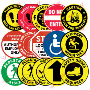 Panneau d'avertissement de mise en garde d'usine personnalisé Impression numérique antidérapante Décalcomanie de sol en carreaux de marbre Sricker - Product Image 1