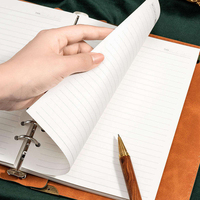 Carnet à feuilles mobiles en cuir PU avec logo personnalisé, journal vintage rechargeable, cadeau