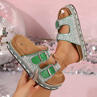 Nuove Ciabatte da Spiaggia con Suola Spessa e Doppio Bottone in Sughero, Scarpe da Donna Grandi, Luminose e Scintillanti per il Commercio Estero Transfrontaliero