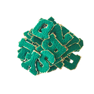 Patchs lettres chenille colorés avec bordure pailletée dorée, alphabet universitaire, thermocollants, appliques brodées en tissu éponge pour sacs DIY - Product Image 4