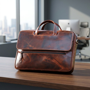 Maletín para Portátil BS INTERNATIONAL de Cuero Genuino, Estilo Coreano Moderno, Cierre con Asa, Impermeable, Duradero, Portátil, Multitamaño - Product Image 1