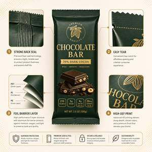 Bolsas de Embalaje Reciclables de Grado Alimenticio PET/PE con Sellado Térmico Personalizado para Barras de Proteína, Cereales, Nueces, Barras de Chocolate - Product Image 4