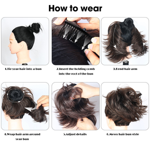 AliLeader <span class=keywords><strong>Chignon</strong></span> Bouclé Synthétique, Postiche <span class=keywords><strong>Chignon</strong></span> Effiloché avec Peigne Latéral à Clipser, Accessoire <span class=keywords><strong>Cheveux</strong></span> Coiffure Haute Désordonnée - Product Image 5
