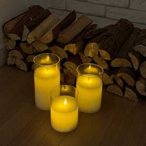 Candela Led festa 3AAA batteria ondeggiante fiamma di vetro decorativo candela paraffina con molte dimensioni - Product Image 4