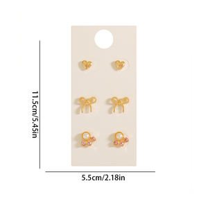 Pendientes <span class=keywords><strong>de</strong></span> Moda, Lindos y Delicados, <span class=keywords><strong>de</strong></span> Aleación Chapada en Oro, <span class=keywords><strong>con</strong></span> Forma <span class=keywords><strong>de</strong></span> Corazón, Lazo, <span class=keywords><strong>Perla</strong></span>, Cristal Rosa, para Uso Diario Informal, para Mujeres Jóvenes - Product Image 3