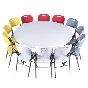 4ft 6ft 8ft <strong>Cheap</strong> Outdoor Picnic <strong>Folding</strong> Table With Metal <strong>Folding</strong> Legs Portable Plastic Round <strong>Folding</strong> Table and <strong>Chair</strong> for Event - Product Image 5