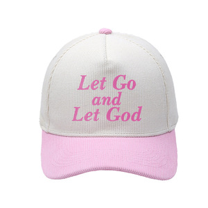 Gorra <span class=keywords><strong>de</strong></span> Béisbol <span class=keywords><strong>de</strong></span> 5 Paneles Bicolor para Adultos, Gorra <span class=keywords><strong>de</strong></span> Pana <span class=keywords><strong>de</strong></span> 5 Paneles con Bordado 'Let Go and Let God' para Hombres y Mujeres - Product Image 3