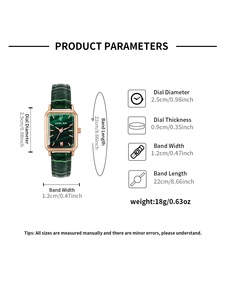 Relojes de Lujo para Mujer, Esfera Pequeña, Esfera Verde, Correa con Presilla, Relojes de Pulsera Cuadrados para Chicas - Product Image 6