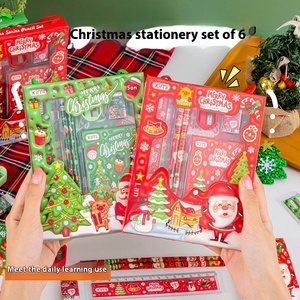 Bộ văn phòng phẩm Giáng sinh Soododo 6 món, quà tặng văn phòng dành cho học sinh tiểu học, giấy, nhựa, gỗ, bút chì, khuyến mãi - Product Image 3