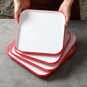 <b>Melamine</b> Square <b>Plates</b> Solid Color Commercial Restaurant Hotel Use Stir Fry Cold Dish Serving Tray Party Flatware - Product Image 2