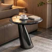Table d'appoint moderne en pierre naturelle de luxe léger, table d'appoint ronde créative haut de gamme en marbre pour salon