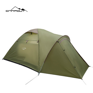 Tente de camping Campout pour 2-3 personnes, double couche, verte, imperméable, avec poteaux en fibre de verre, pour usage extérieur - Product Image 3