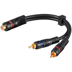 Cable adaptador de audio Rca hembra a 2 Rca macho con doble blindaje para conexión de sonido estéreo - Product Image 2