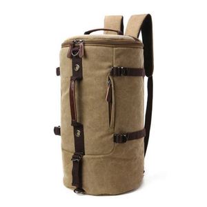 Muestra Gratis: Bolso de Hombro de Lona Cilíndrico de Gran Capacidad, Bolso Cruzado de Mano Única, Mochila de Viaje para Hombre - Product Image 6