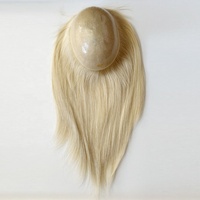 TP22INJ Lager 100% jungfräuliches unverarbeitetes menschliches Haar 7x9 Vollhaut basis Lady Toupet 0,08mm PU Injektion blonde Topper Perücken für Frauen