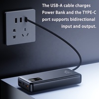 Chargeur portable Power Bank 20000mah 20W USB-C Power Delivery Câble USB-C intégré Powerbanks 20000 Mah Charge rapide