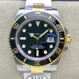 Drioshipping impermeable 40mm C fábrica 3135 movimiento dos tonos oro negro cerámica buceo 904L acero Qinglv reloj - Product Image 1