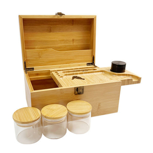 Boîte à roulettes en bois de luxe fabriquée à la main anti-odeur boîte de verrouillage en bambou avec accessoire - Product Image 2