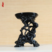 Support de fleurs en résine de style chinois moderne, base irrégulière, motif grain de bois, ornements en plastique imitation jade