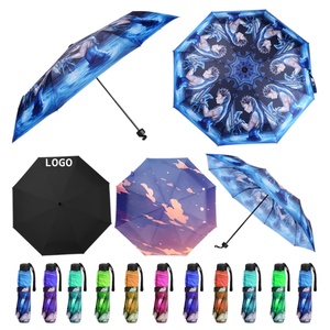 Wholesale 21 Inch Manual Open and Close Parasol Custom logo Patterned Full Print <b>Umbrella</b> Blue Windproof <b>Umbrella</b> - Product Image 4
