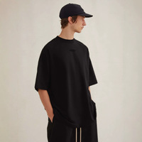 T-shirt décontracté streetwear d'été pour homme, à manches courtes, col rond, coupe ample, épaules tombantes, en coton épais