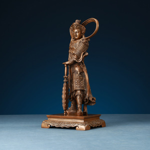 Estatua de bronce Weituo de Copper World, figura hecha a mano de cobre púrpura, adorno para decoración de sala de estar - Product Image 1