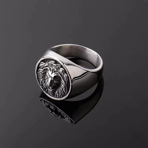 Anillos Gruesos Personalizables de Acero Inoxidable con Cabeza de León Chapados en Oro para Hombre, Estilo Hip Hop - Product Image 2