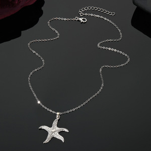 Collar con Colgante de Estrella de Mar, Plata, Acero Inoxidable, Joyería de Moda para Mujer, Cadena para Clavícula, Diseño Simple y Único - Product Image 3