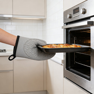 Gants de four en silicone résistant à la chaleur avec <span class=keywords><strong>poignet</strong></span> étendu et poignée antidérapante pour la cuisson et la <span class=keywords><strong>cuisine</strong></span> - Product Image 6