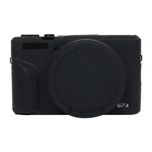 Groothandel Camera Accessoires Voor Canon Powershot G7 X Mark Iii/G 7X3 Zachte Siliconen Beschermhoes Met Lens Cover (Zwart)