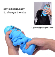 Nouvelle bouteille d'eau pliable en silicone de 500 ml, sans BPA, de qualité alimentaire, portable, pour le camping et la randonnée