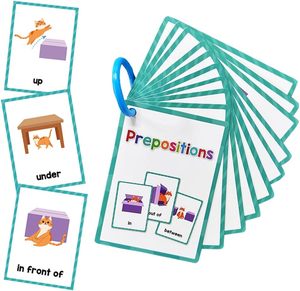 Tarjetas de Preposiciones para Niños, Tarjetas de Aprendizaje de <span class=keywords><strong>Vocabulario</strong></span> en Inglés con Imágenes de Posiciones, Tarjetas Educativas Tempranas para Niños - Product Image 1