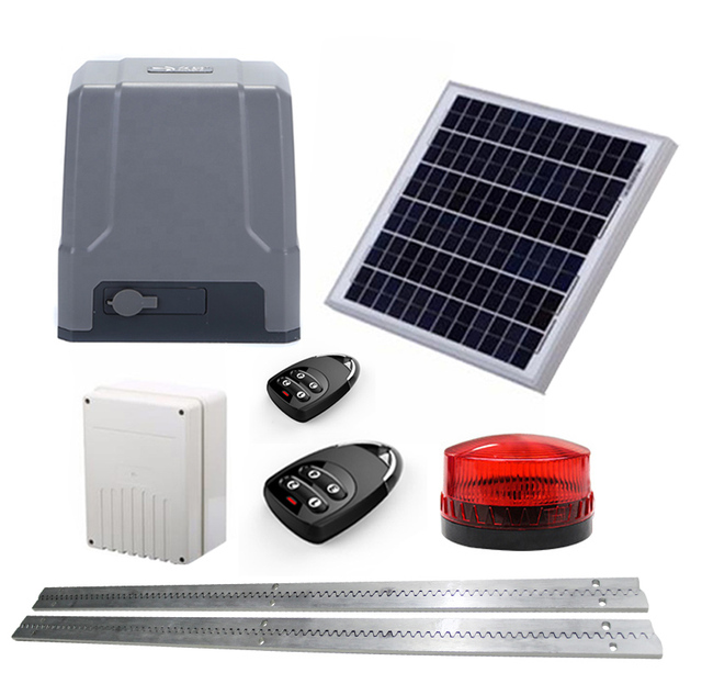 24V DC Solar Charged Remote Control Sliding Gate Opener Automatic Door Operator Sliding Gate Motor with Battery