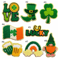 Patchs brodés en chenille scintillante à repasser pour la Saint-Patrick, motif trèfle irlandais et drapeau irlandais