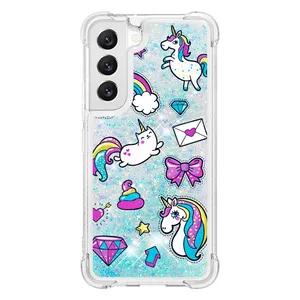 Liquid Quicksand Soft Case For Samsung Galaxy S23 S22 Plus Ultra A73 A33 A53 A13 5G A82 A22 4G Bling Cartoon Owl Unicorn Cover