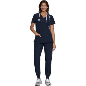 Ensemble de blouses et pantalons cargo pour femmes Floralhue, col en V, 12 poches, uniformes d'hôpital - Product Image 6