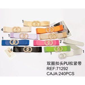 Cintura elastica in PU con fibbia a doppio anello per donna, accessorio di moda - Product Image 3