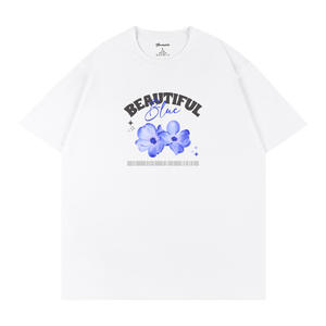 T-shirt d'été unisexe respirant à manches courtes en coton 100% imprimé noir et blanc, design simple, taille L - Product Image 2