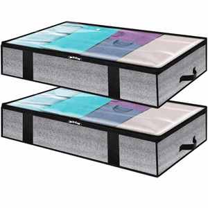 Foldable Nonwoven Fabric Window Underbed Storage Bags Clear PVC Breathable Clothes Comforters Duvet Blankets for Bedrooms - Product Image 1